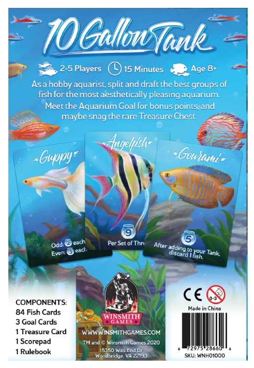 10 Gallon Tank Card Game 8+  2 To 5 Players