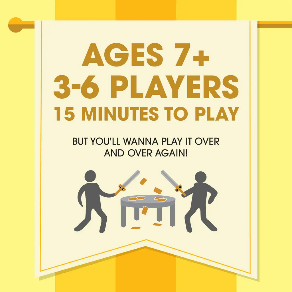 Let's Hit Each Other with Fake Swords: Action Card Game 7+ 3-6 players