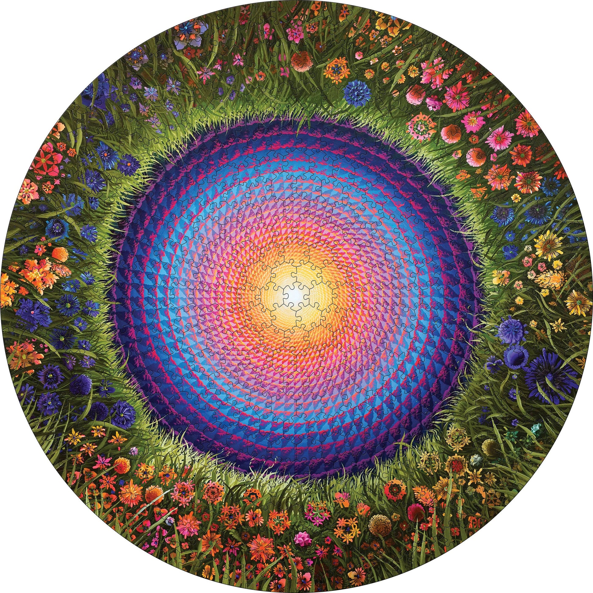 Justin Lovato: Flower Mandala 500-Piece Circular Jigsaw Puzzle