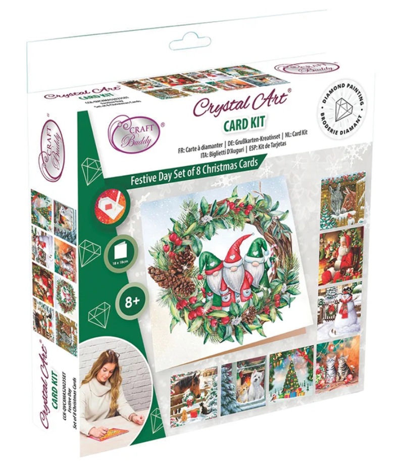 Crystal Art Christmas Cards Set of 8, box set 8+