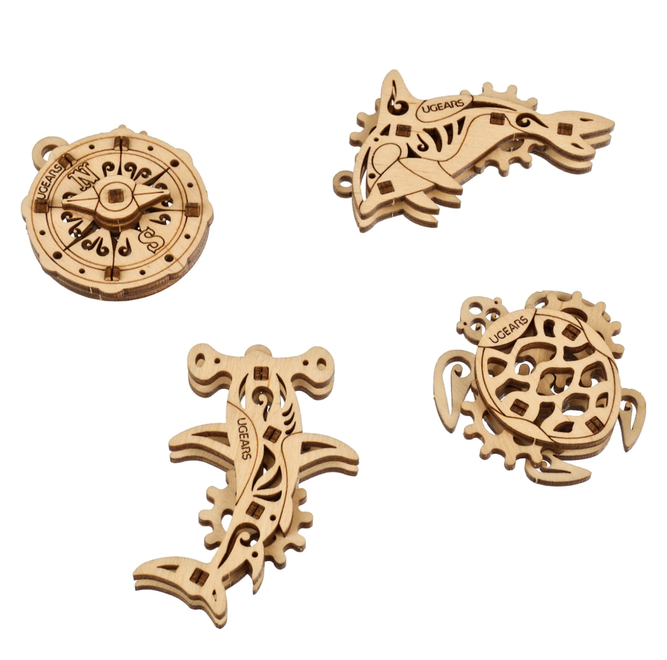 U-Fidgets Atlantic Ocean Mechanical Wood 3d puzzles 8+ 4 fidgets easy