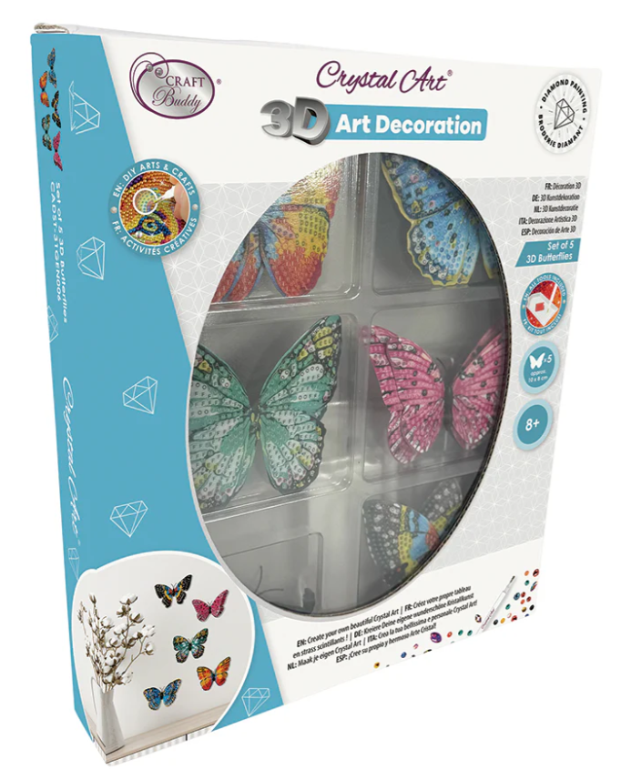 Crystal Art 3D Butterflies Summer Meadow kit 8+