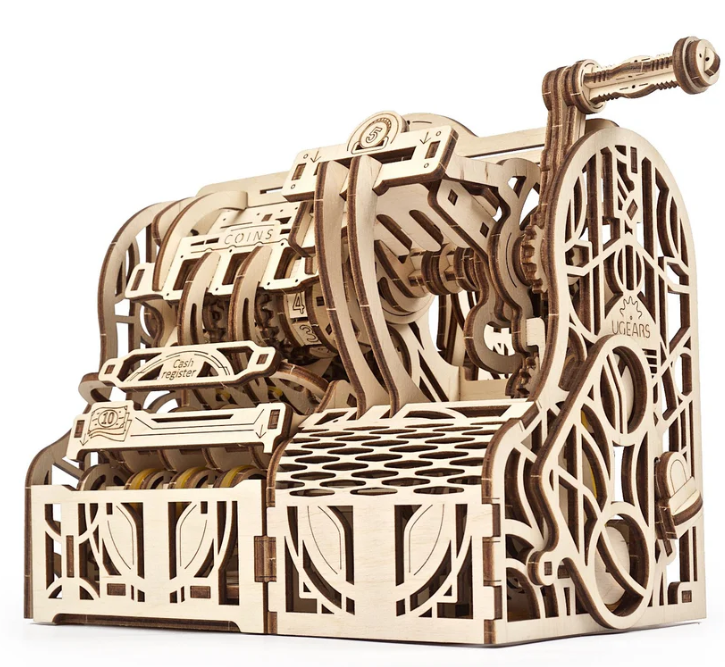Cash Register 3D Wood Mechanical 405 Pc 14+