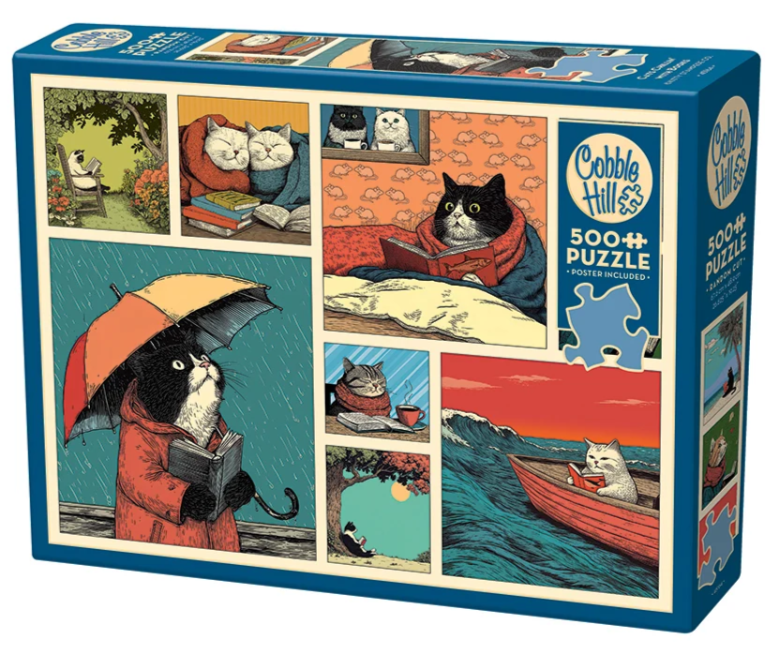 Cats Chillin' With Books 500 Pc