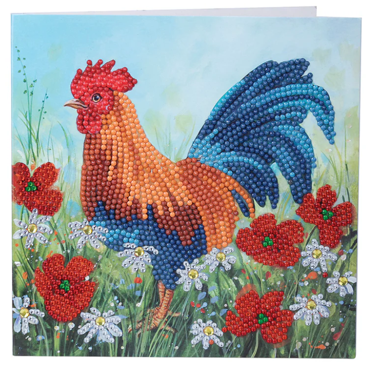 Crystal Art Cockerel in the Field Greeting Card Kit 8+