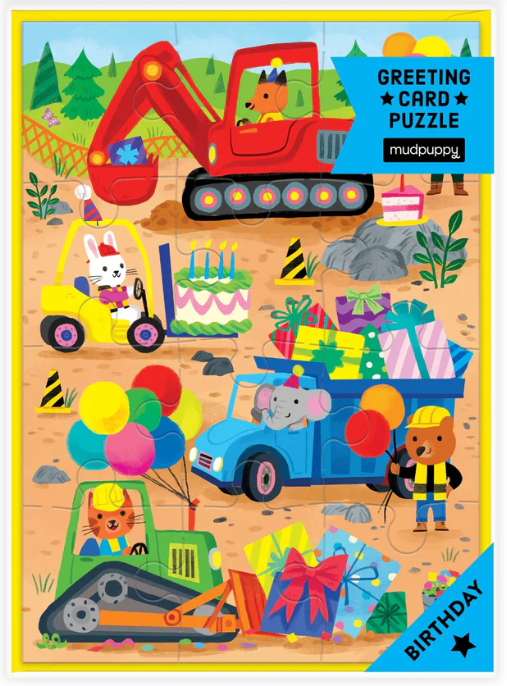 Construction Party Greeting Card Puzzle 12 Pc