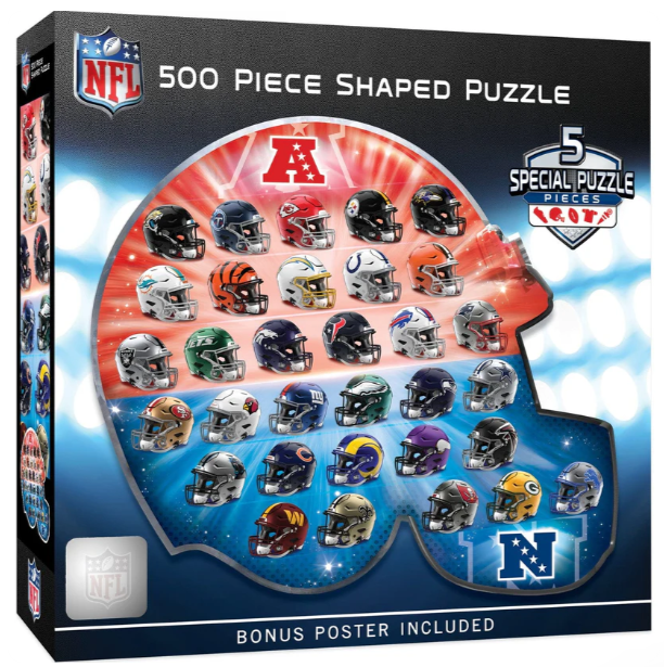 NFL Football Teams Helmets 500 Pc Shaped