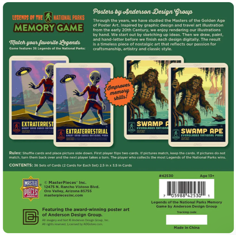 Legends of the National Parks Memory Game 1+ players age 6+