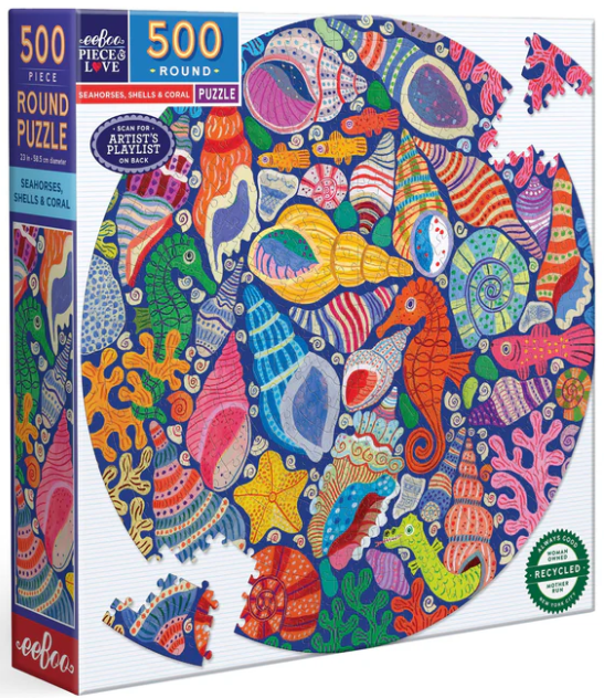 Seahorses, Shells & Coral 500 Pc Round