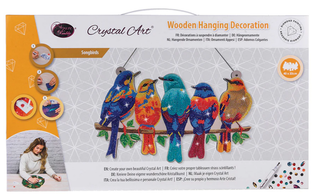 Crystal Art Songbirds Wooden Hanging Decoration kit 8+