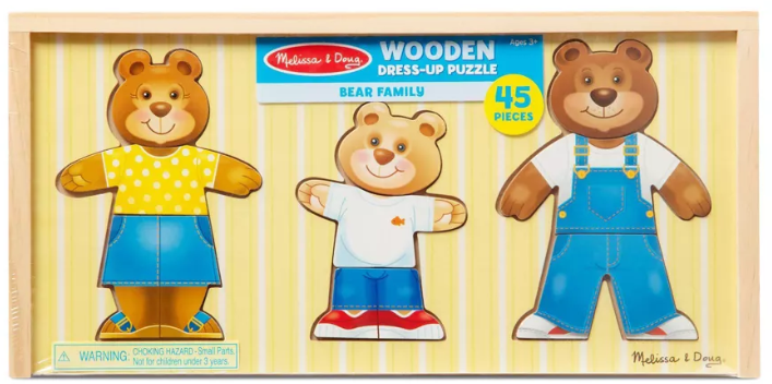 Wooden Bear Family Dress Up 45 Pc 3+