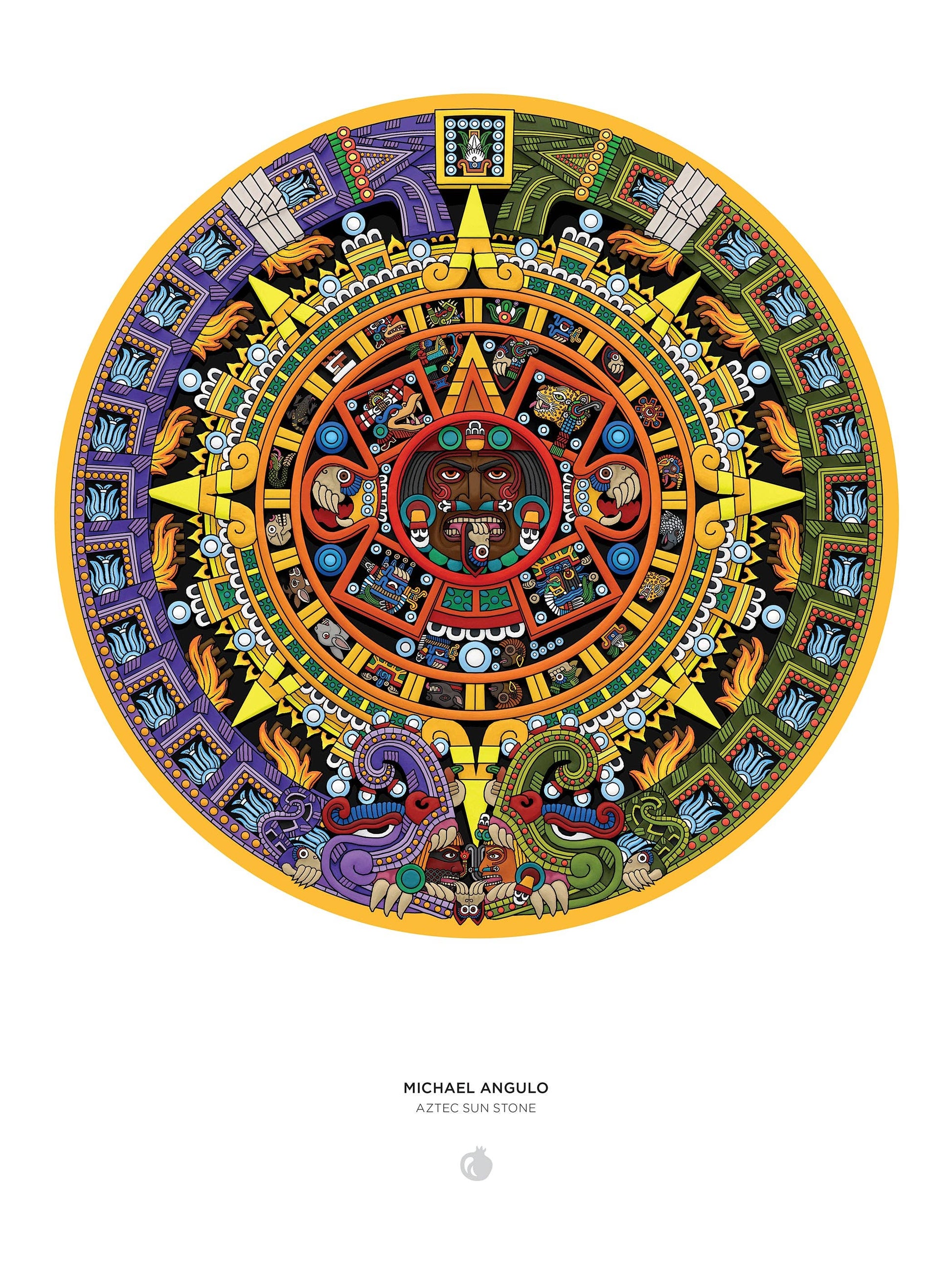 Michael Angulo: Aztec Sun Stone 1000-Piece Circular Jigsaw Puzzle
