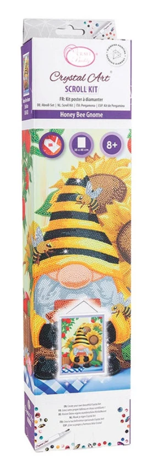 Honey Bee Gnome Crystal Art Scroll Kit 8+