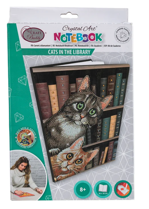 Crystal Art Cats In The Library Notebook Kit 8+