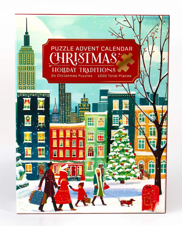 Puzzle Advent Calendar, Christmas Holiday Traditions, 24 Christmas Puzzles, 1200 Total Pieces