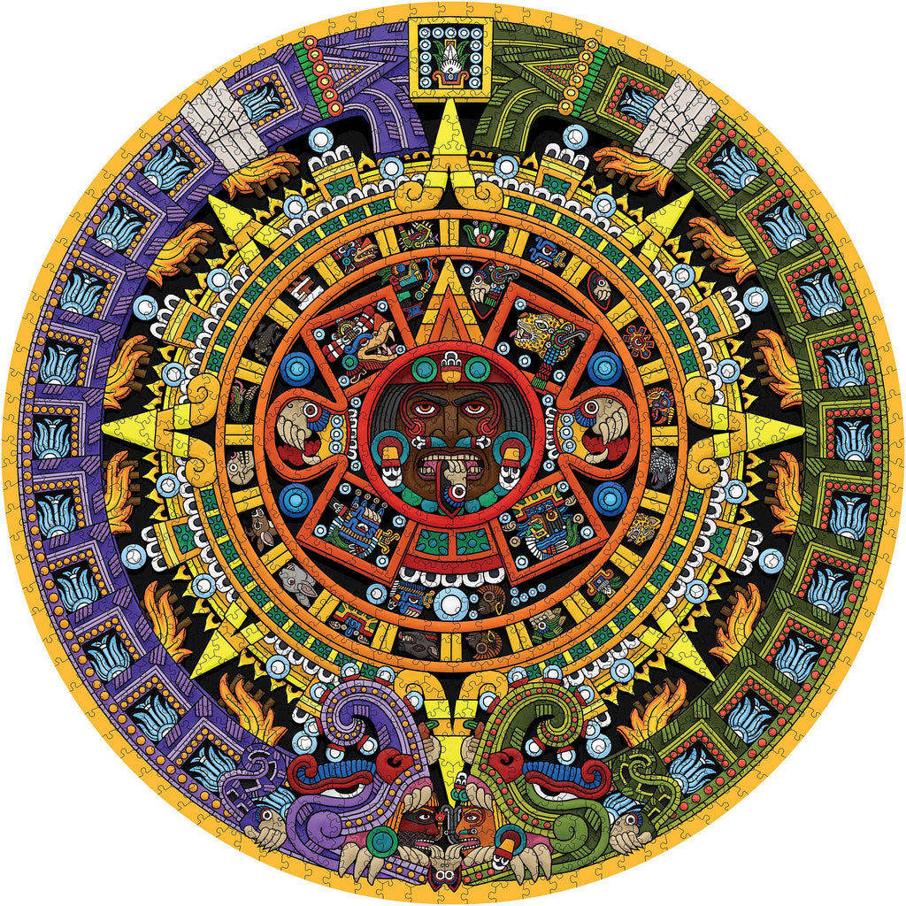 Michael Angulo: Aztec Sun Stone 1000-Piece Circular Jigsaw Puzzle