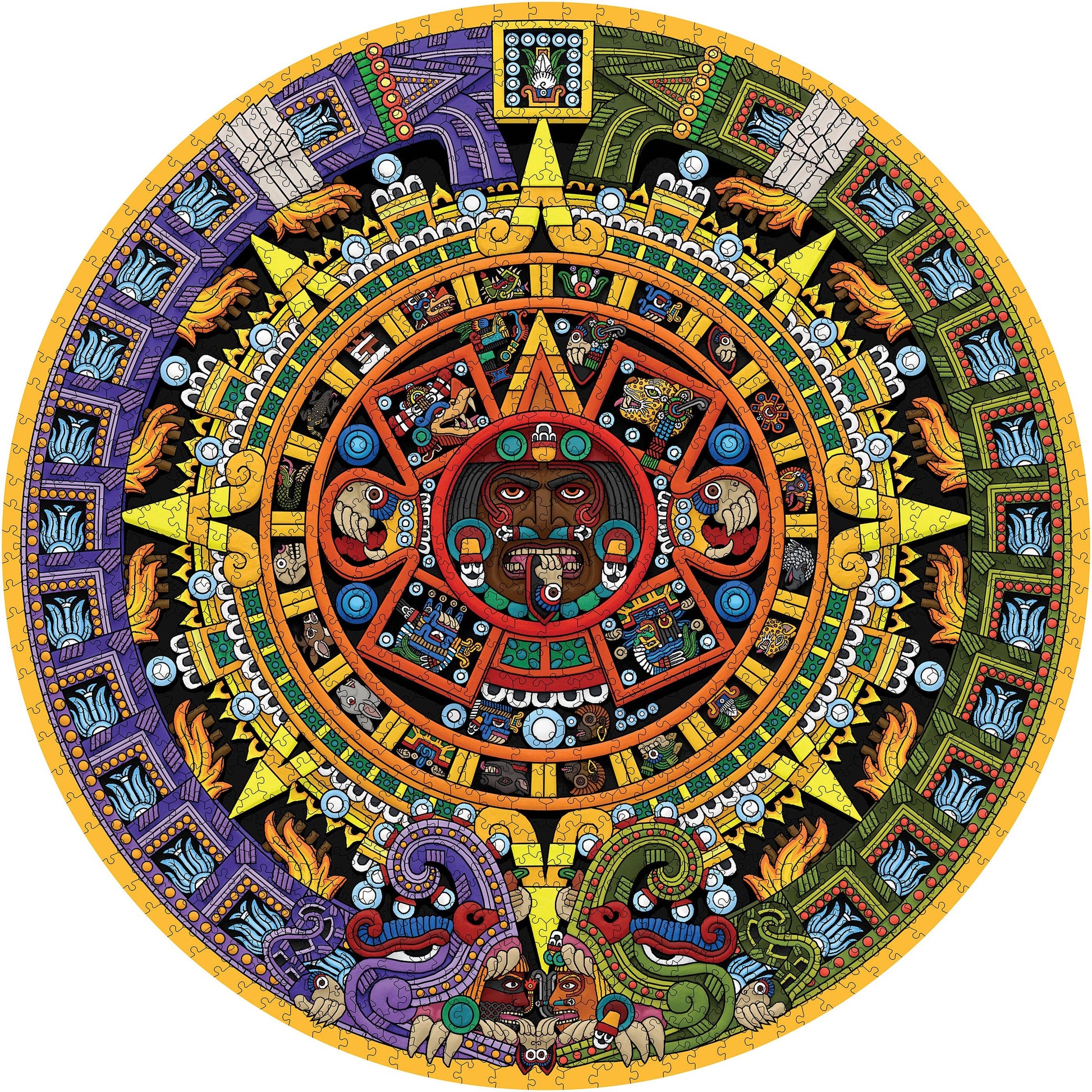 Michael Angulo: Aztec Sun Stone 1000-Piece Circular Jigsaw Puzzle