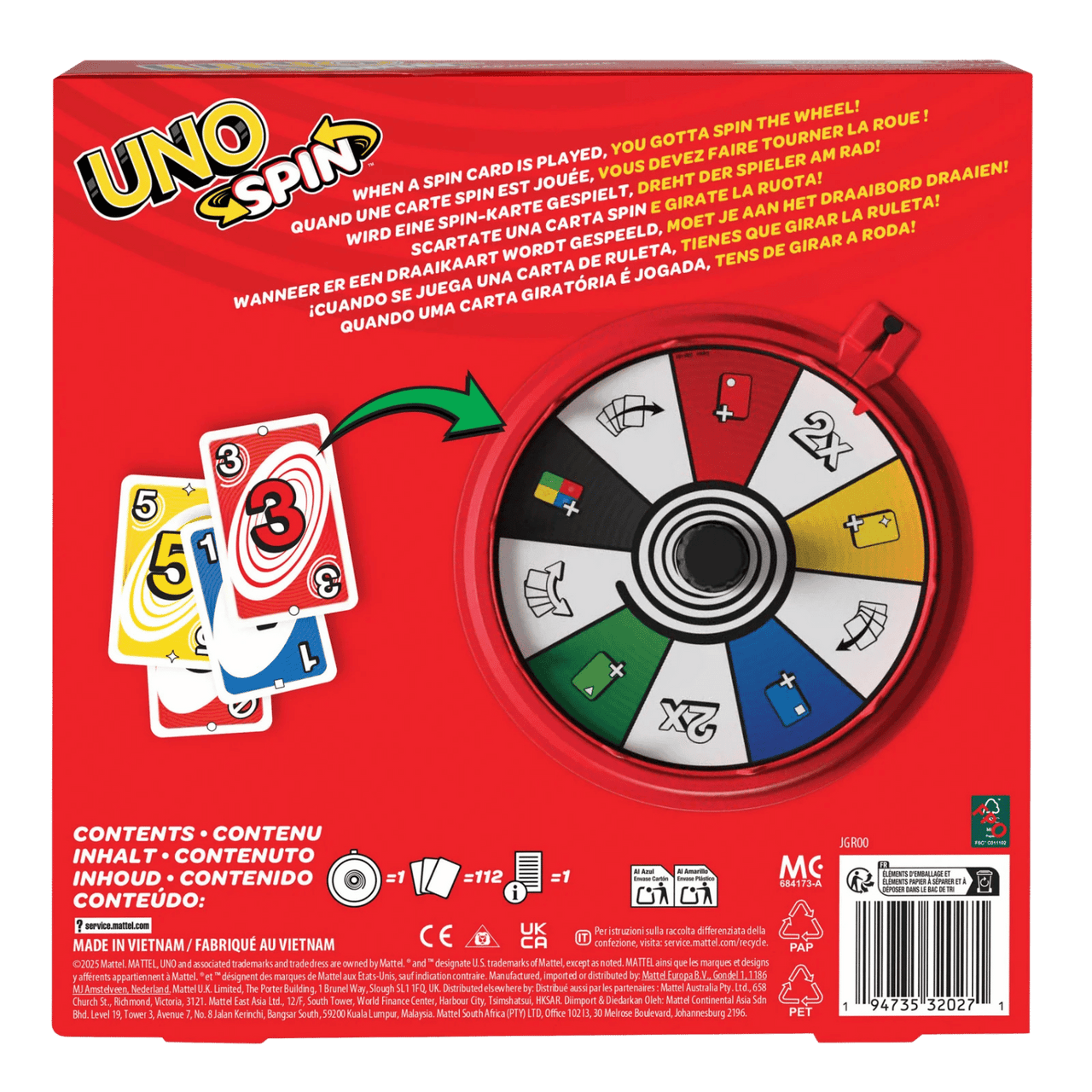 Uno Spin Card Game for Kids & Adults 7+ 2-10 players