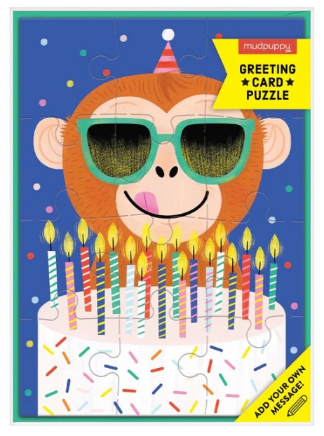 Monkey Birthday Greeting Card Puzzle 12 Pc