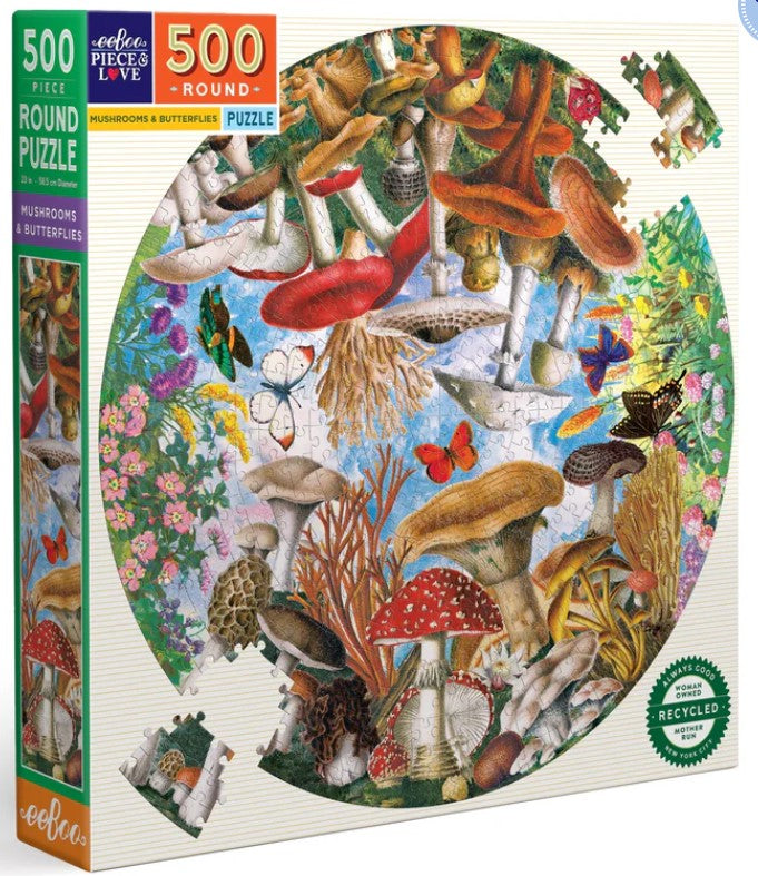 Mushrooms & Butterflies 500 Pc Round