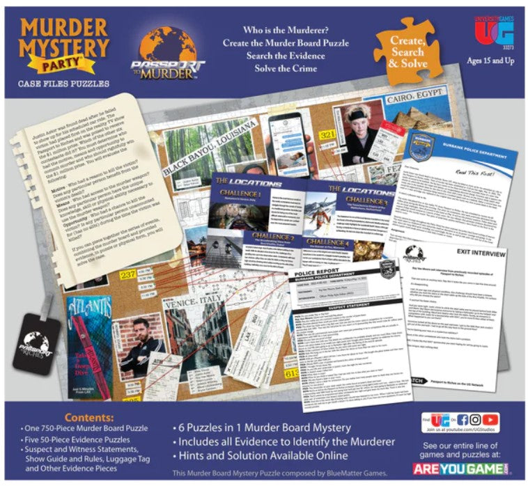 Passport To Murder Case Files And Puzzles 750 Pc, 5 X 50 Pc 15+  1 or more Players