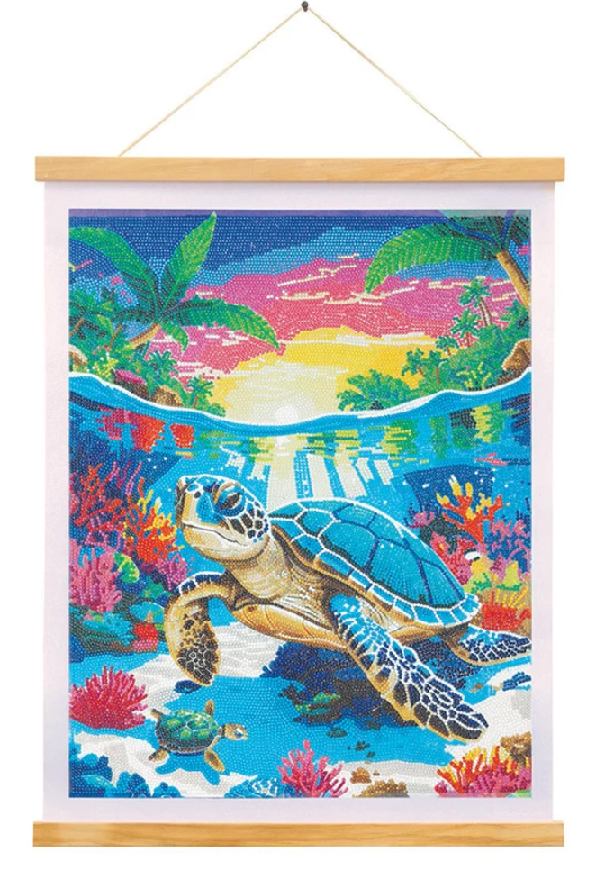 Tropical Turtle Paradise Crystal Art Scroll Kit 8+